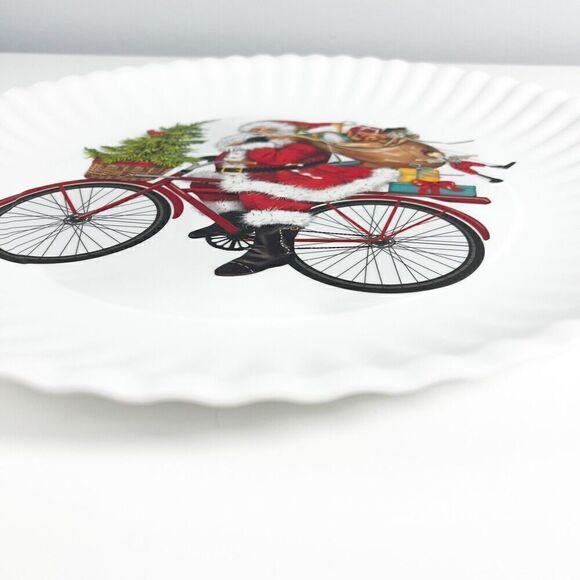 Melamine Santa On Bike Serving Plate Platter 16” NEW - Picture 2 of 6